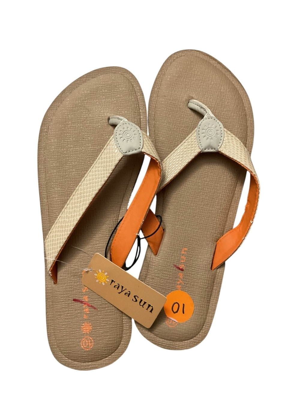 raya sun Beige and Orange Thong Sandals